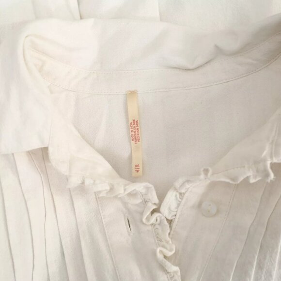 Free People Buttondown Solid Ruffle Shirt Blouse Top Long Sleeve XS NEW 271118 - Picture 5 of 5
